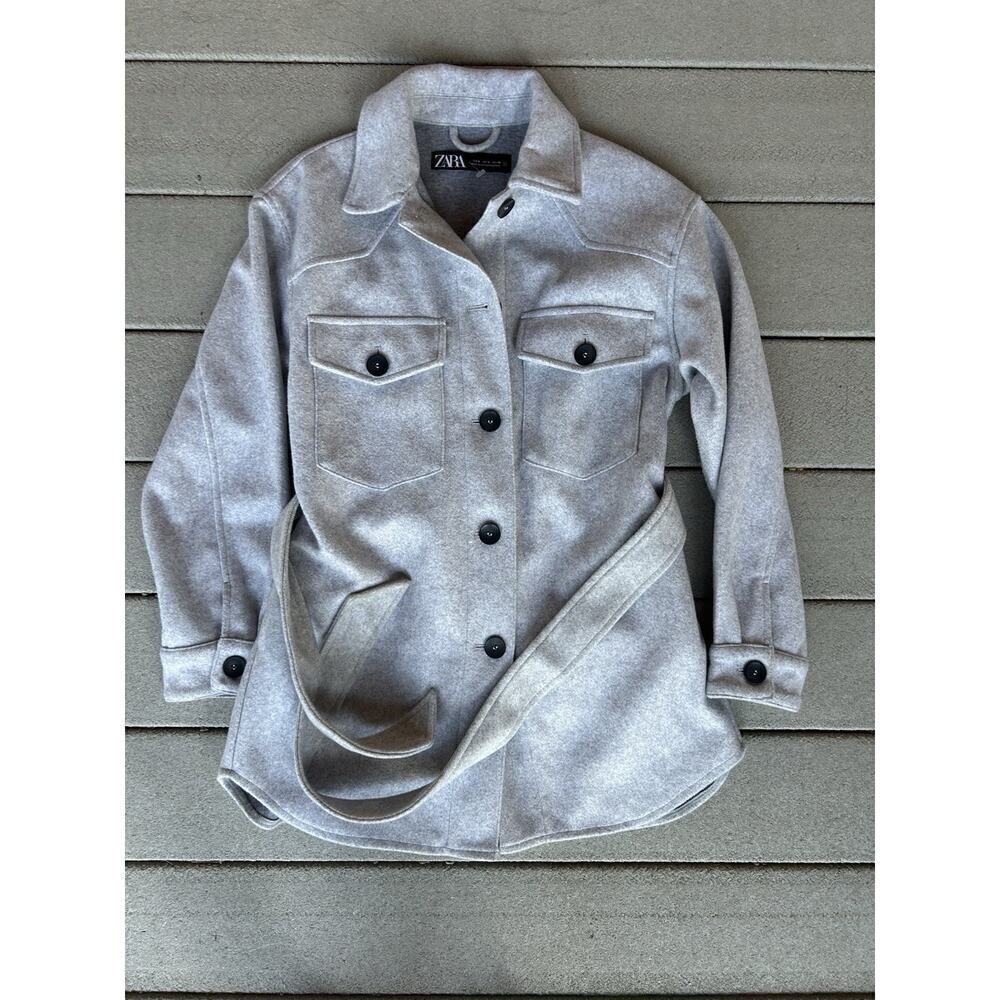 Zara Women’s Belted Overshirt/Shacket Gray Size S